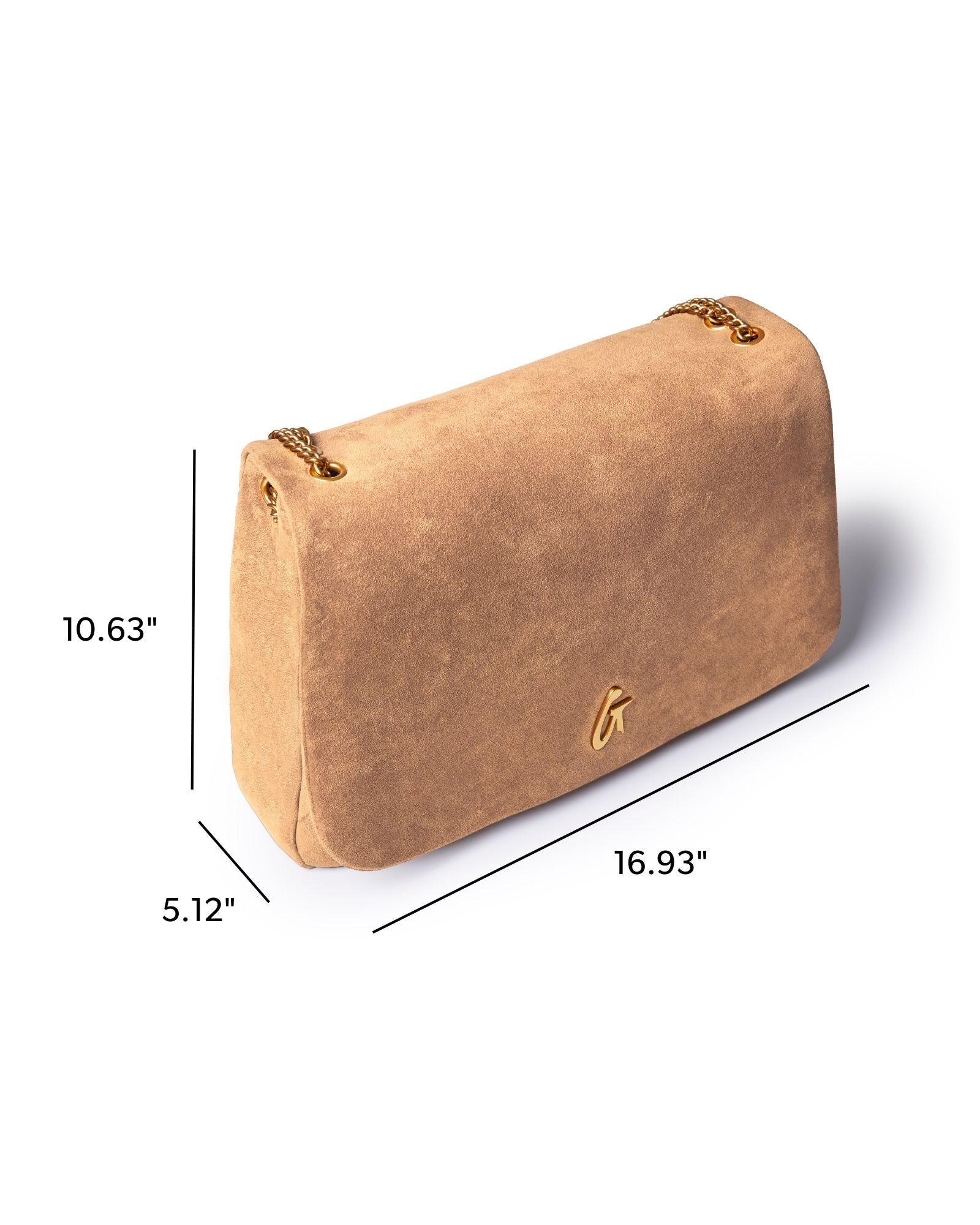 LARGE SUEDE FLAP BAG - TAN
