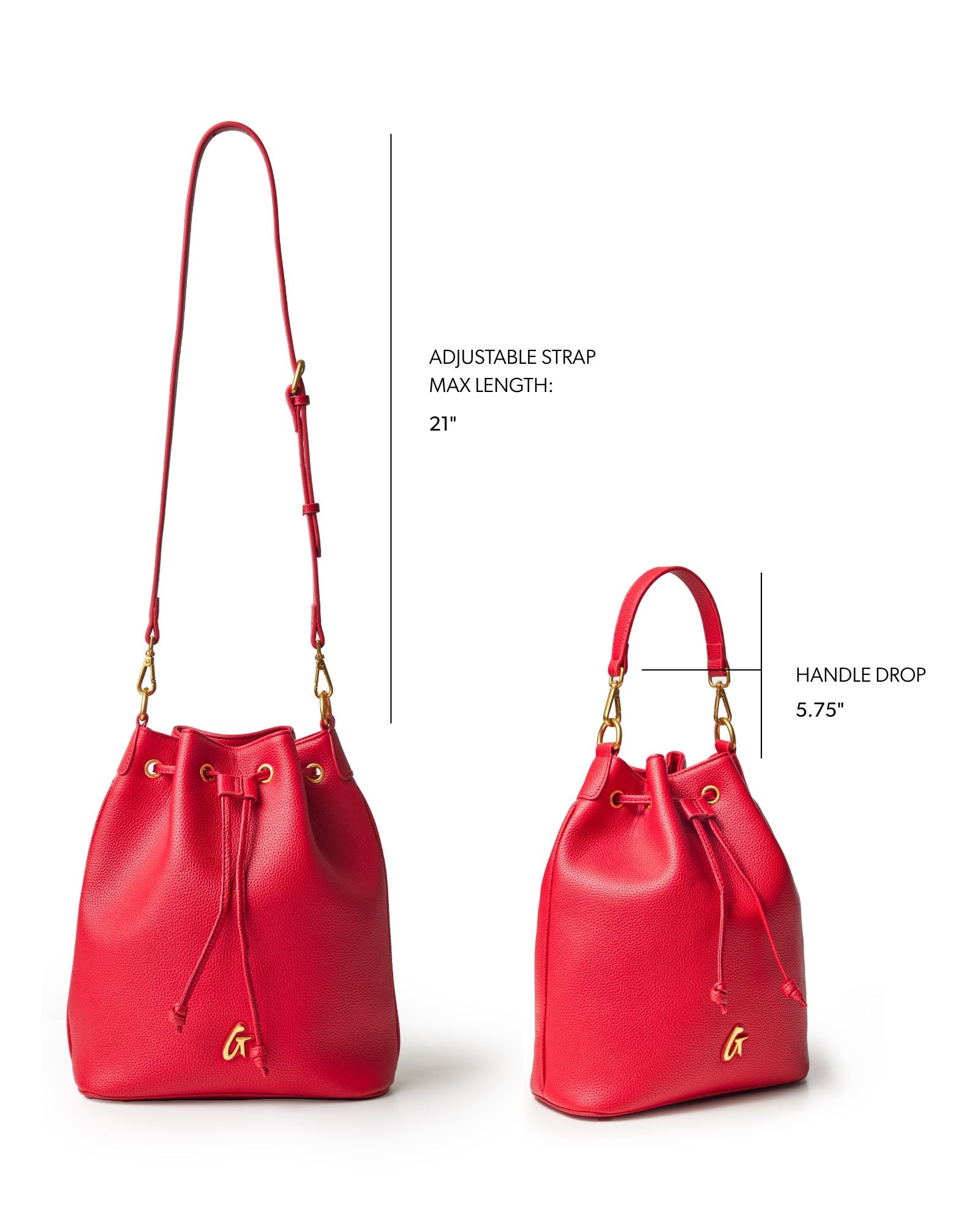 LARGE PEBBLE BUCKET BAG - RED