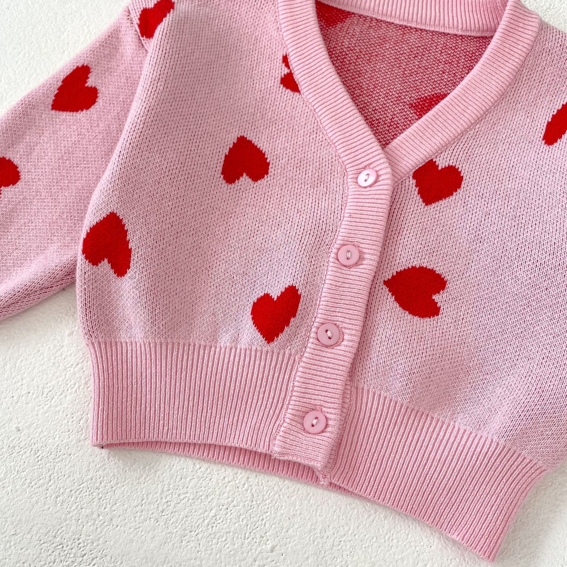 Baby Knitted V-neck Heart Cardigan