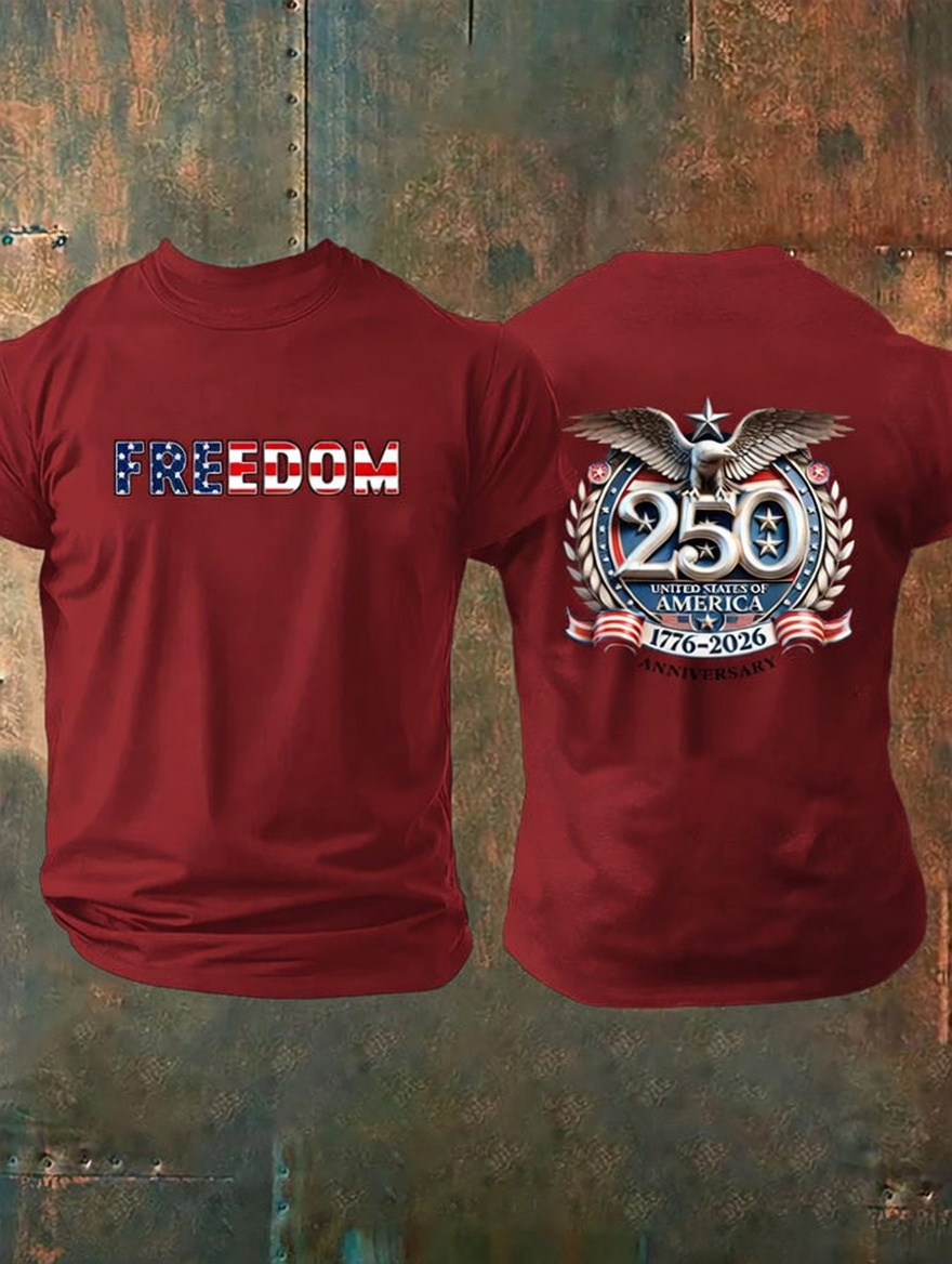 Men'S American Flag Commemorative 250Th Anniversary Classic Pattern Short Sleeve T-Shirt