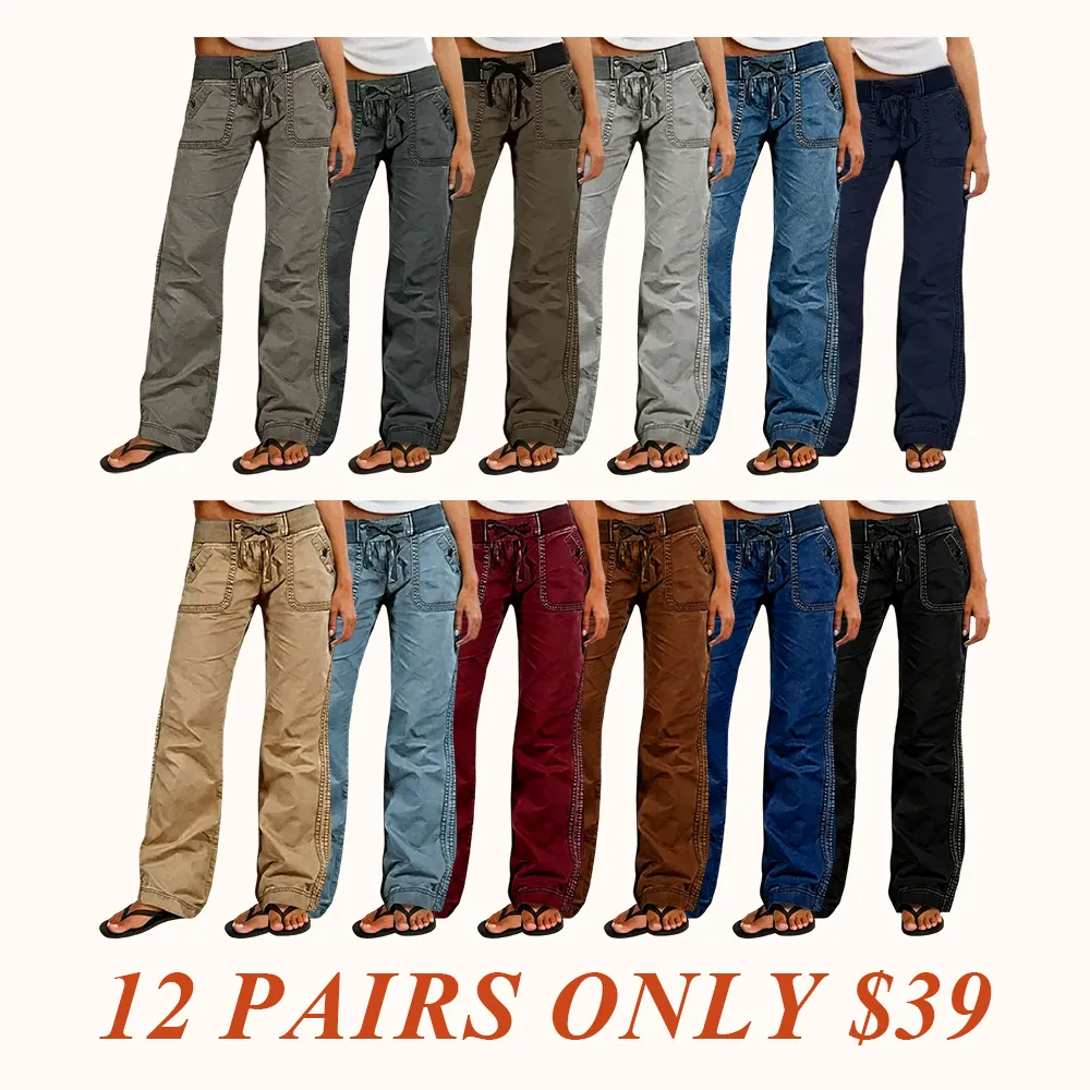 Solid Seam Detail Drawstring Mid Rise Straight Leg Pants High Stretch Fabric Women's Wear Minimalist Fit Basic Style Multiple Colors