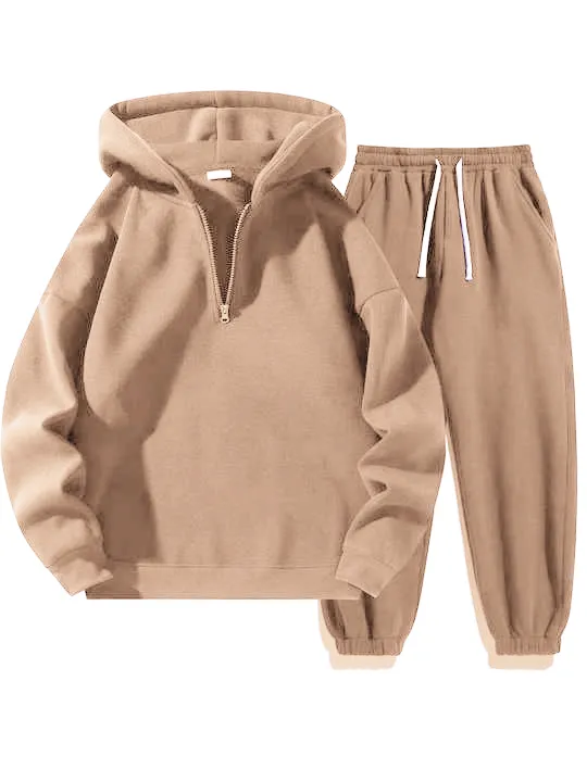 Unisex Zipper Hoodie & Sweatpants Set – Casual Fall Winter Outfit