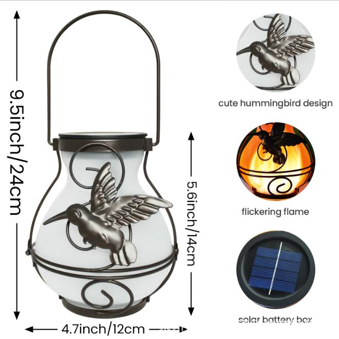 Hummingbird Flame Solar Lights (Set of 2)  Natures Fireflies, Captured in Your Garden