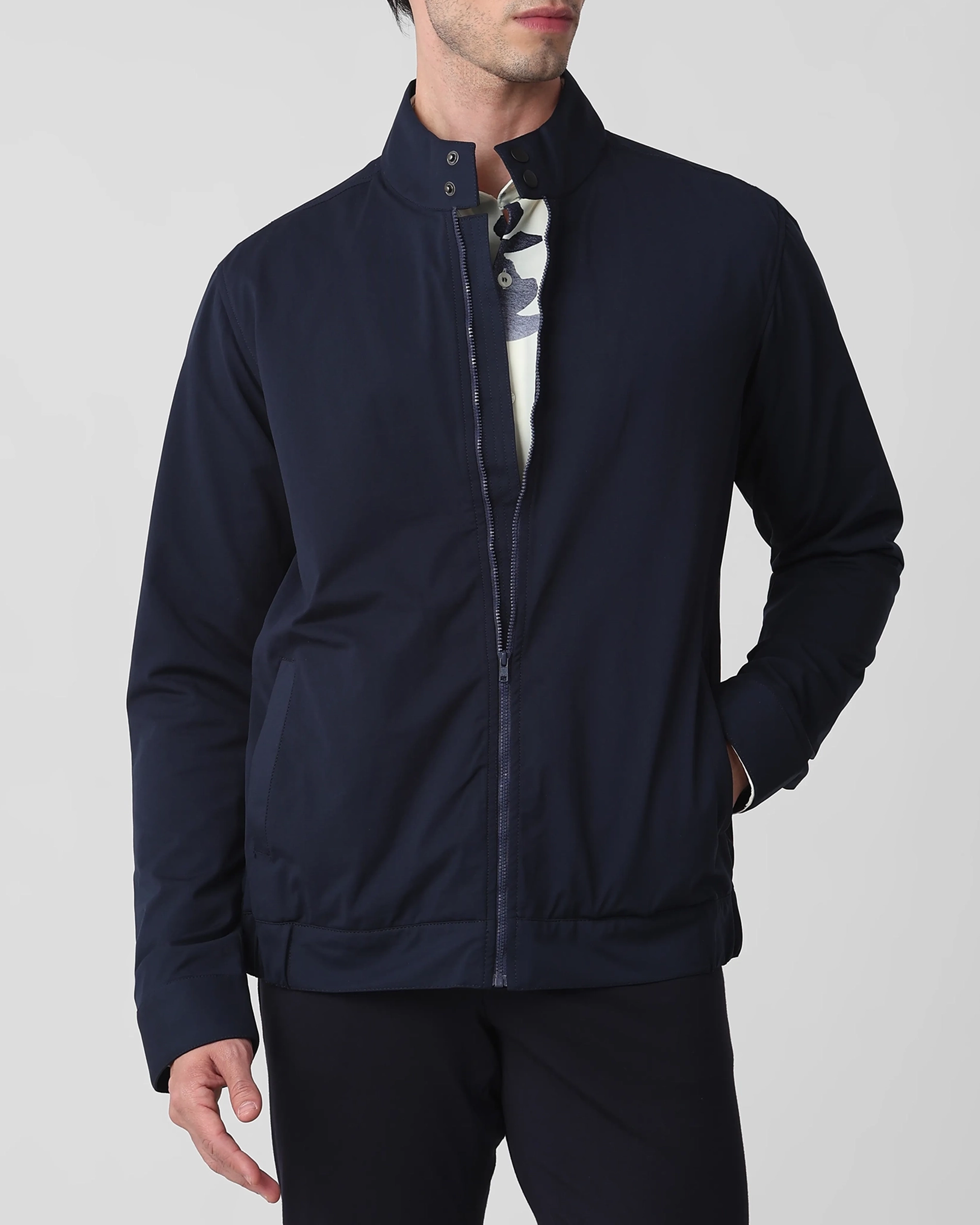 Versatile Comfortable Slim-Fit Navy Jacket