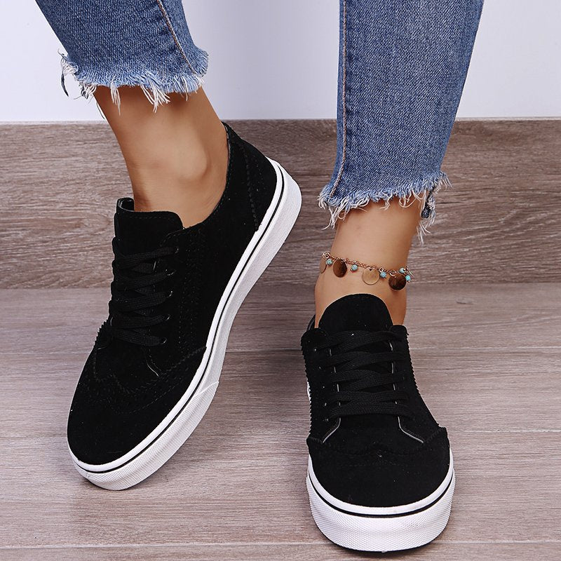 Lace-Up Suedette Flat Sneakers (multiple color options)