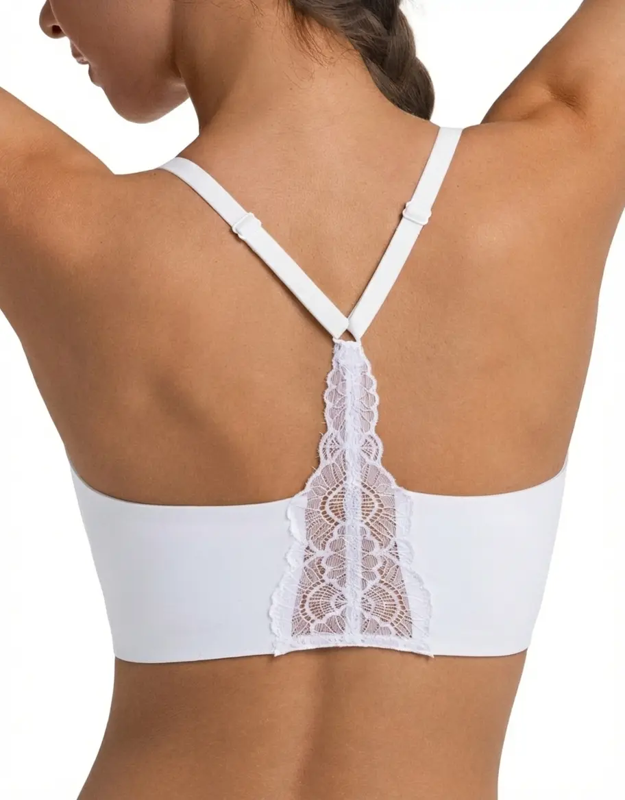 Lusait Lace Jelly Bra Bralettes for Women pullover Bra Seamless Wireless Deep V Racerback Comfort Padded Everyday Tshirt Bra