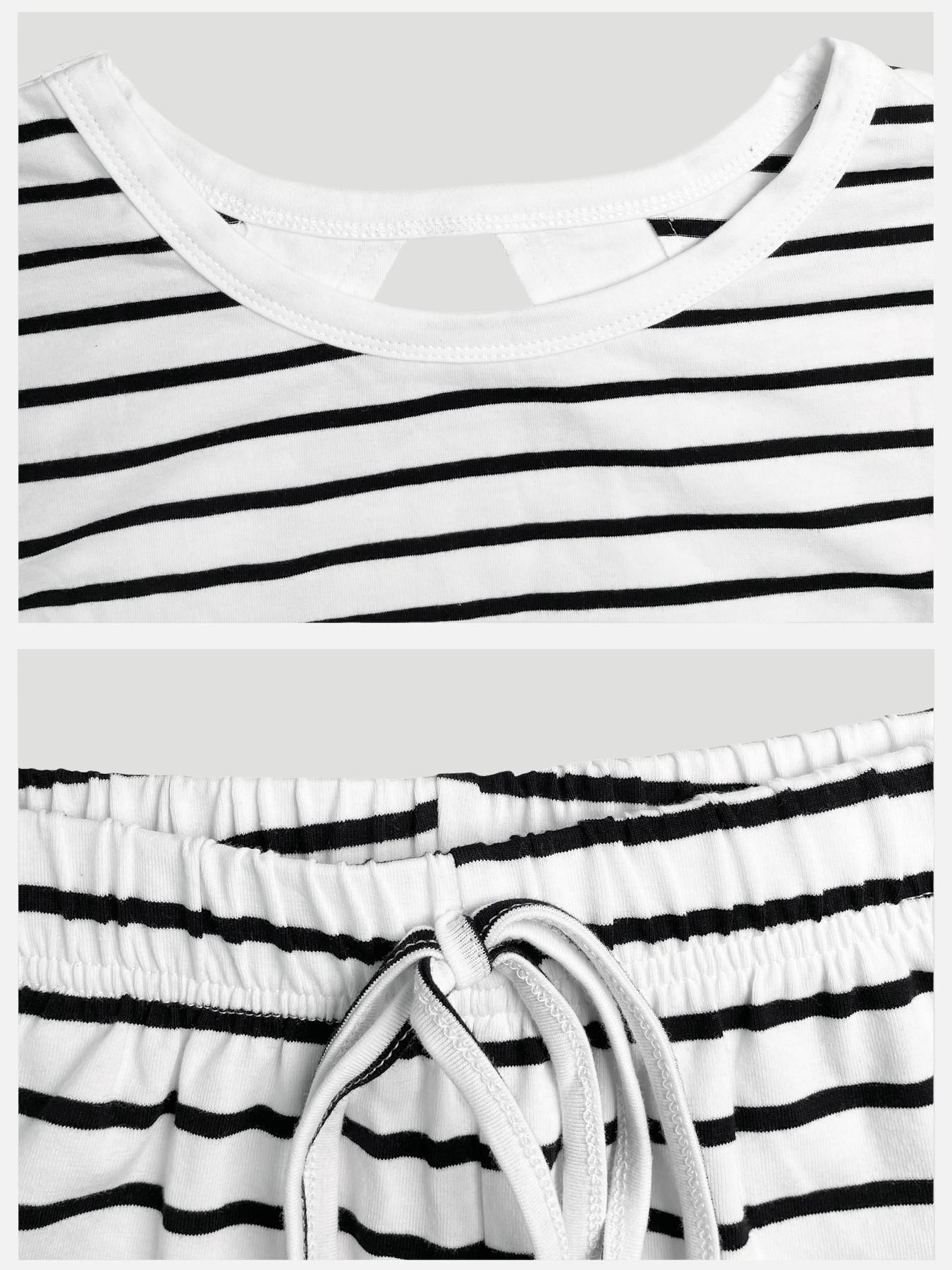 Women's 2-Piece Stripe Cross Back Lounge Set