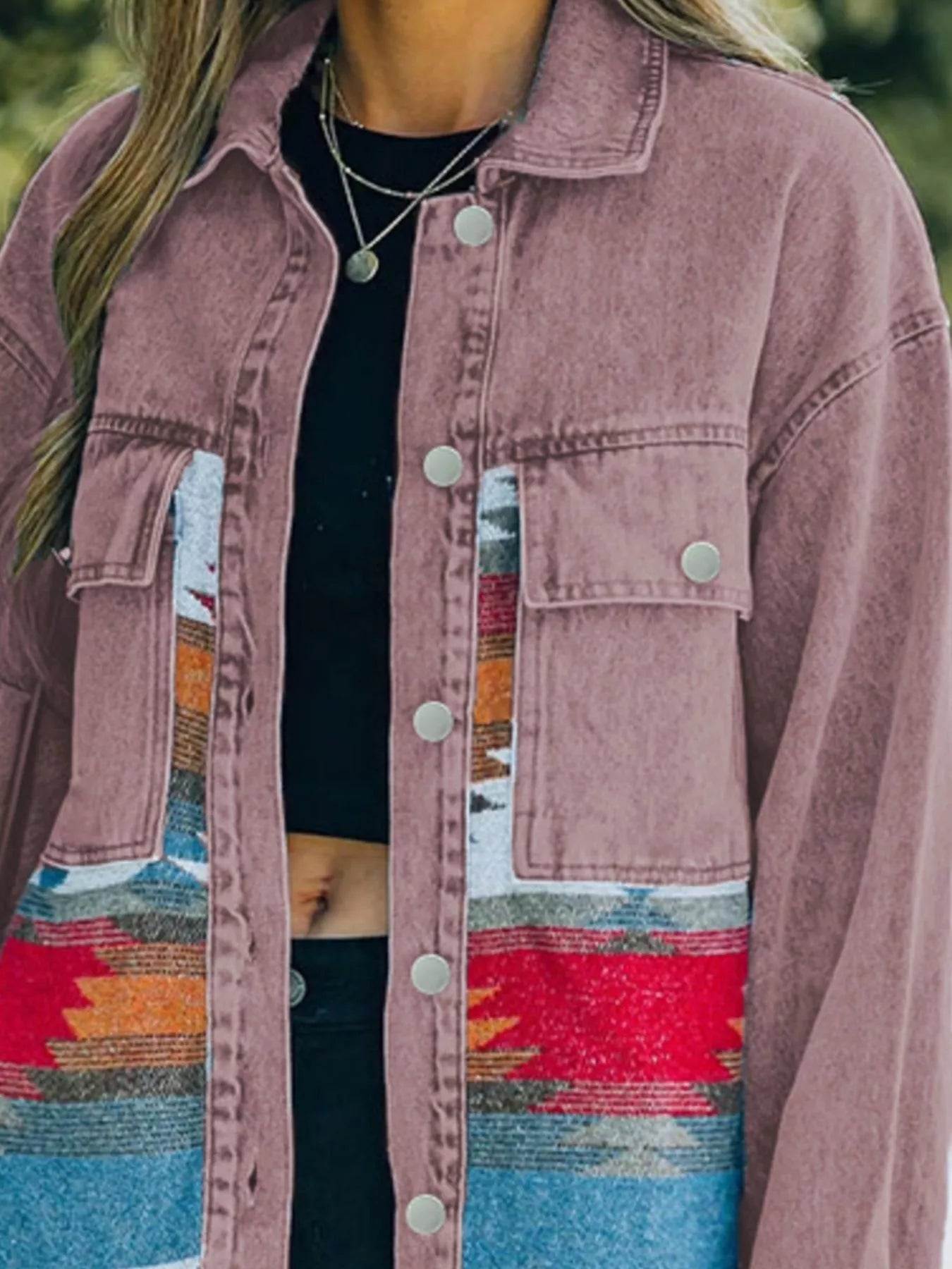 Print Button Up Jacket