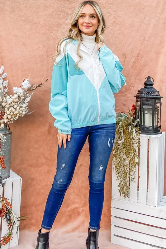Color Block Windbreaker Jacket