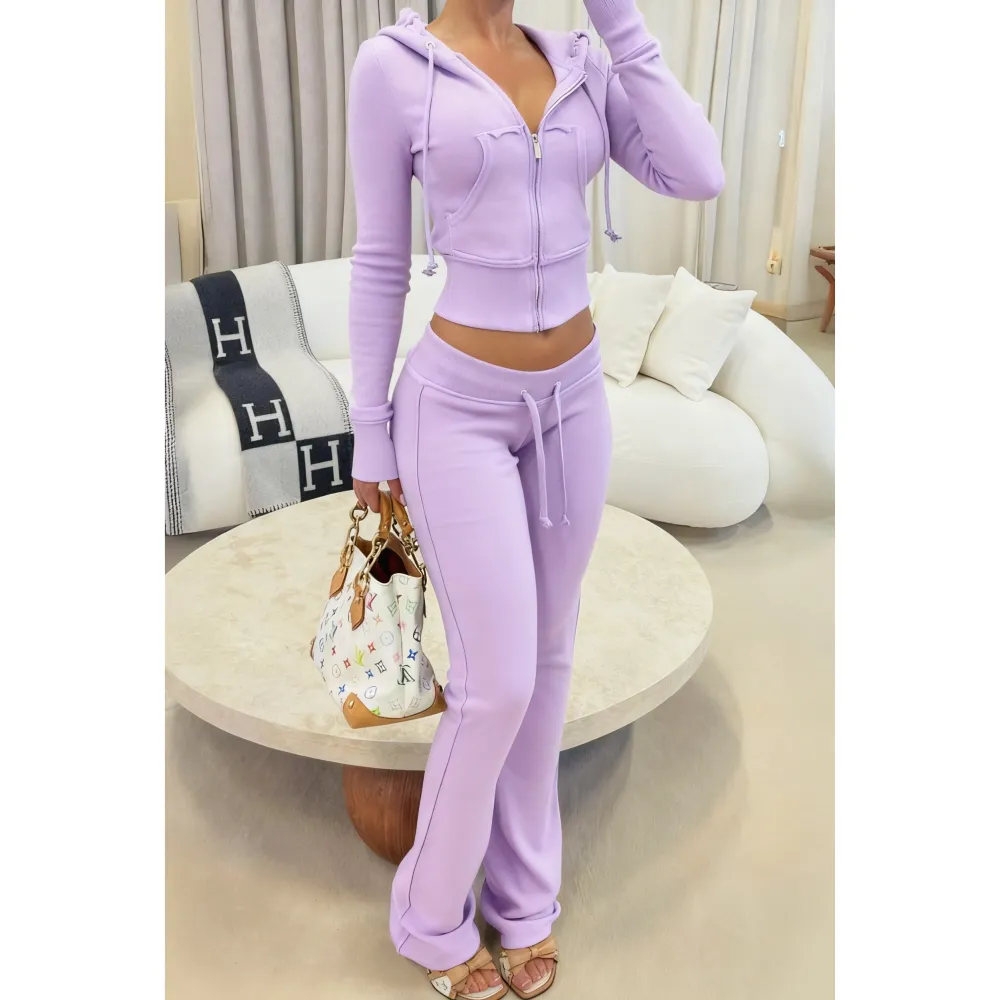 Women's Cropped Zip-Up Two-Piece Set