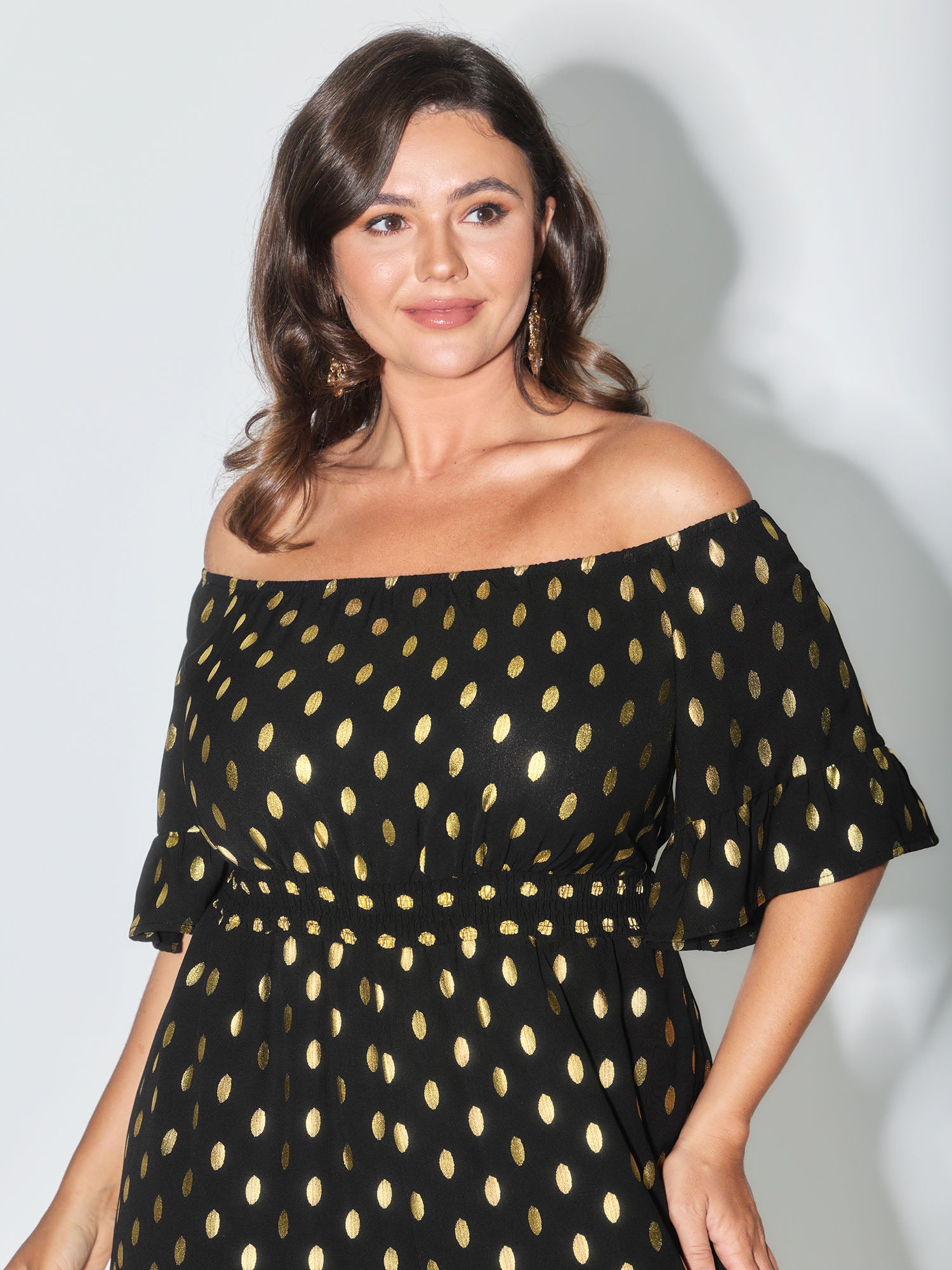Glitter Polka Dots Off-Shoulder Jumpsuit