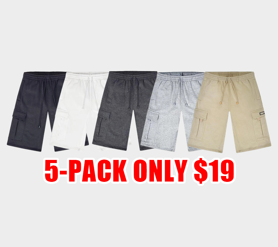 Baggy fit Fleece Shorts Menswear Cargo pocket