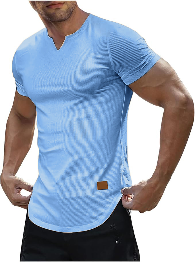 🔥Men’s Slim Fit V-Neck Muscle T-Shirts