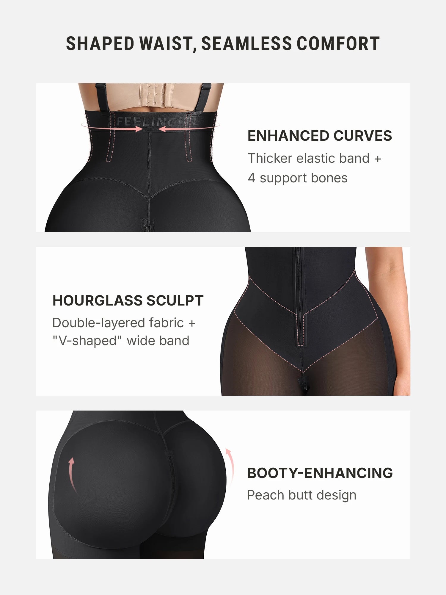 Feelingirl Wide V-neck Belt High-Waist Shaping Shorts