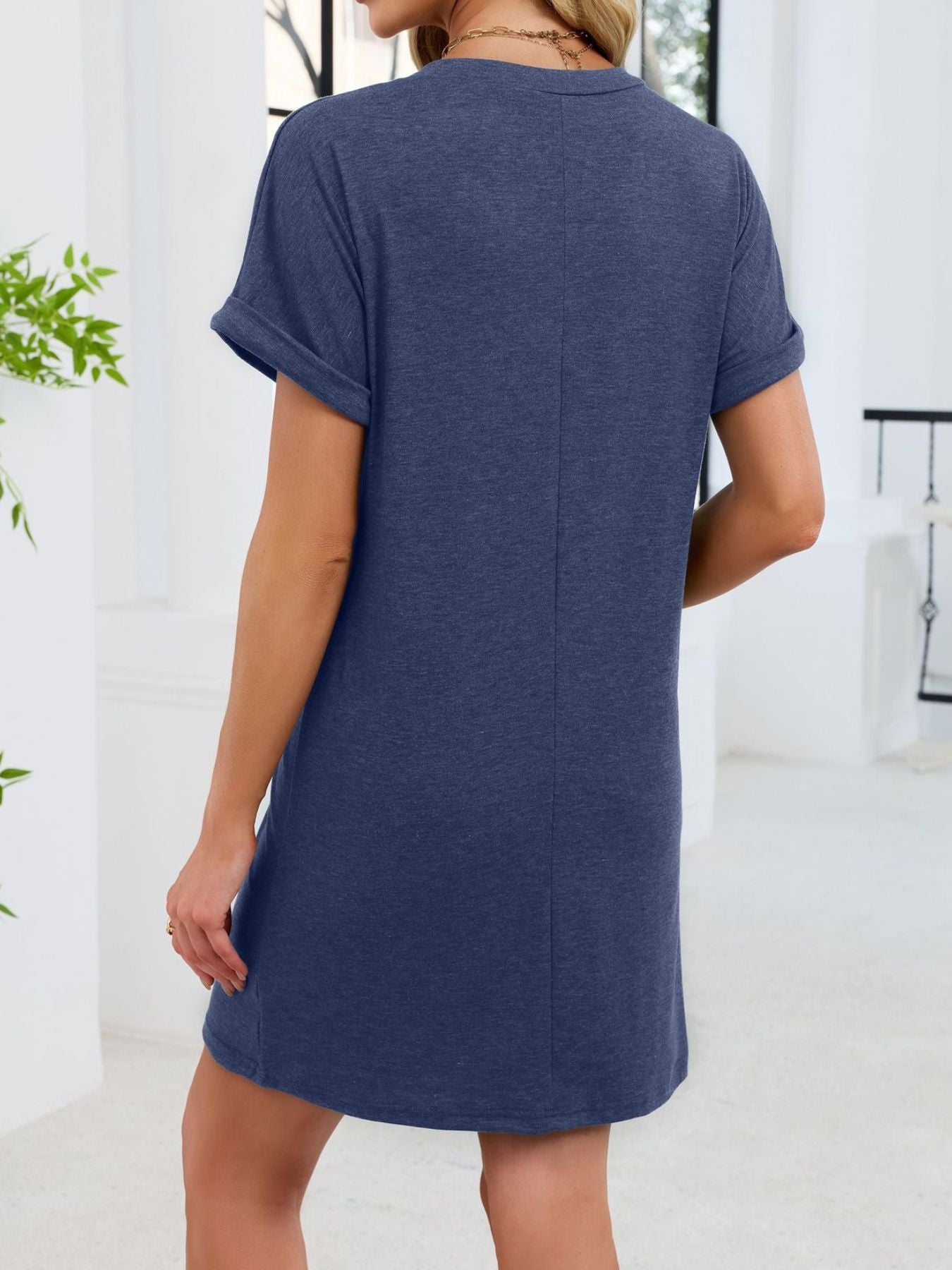 Casual V-Neck Short Sleeve T-Shirt Dress