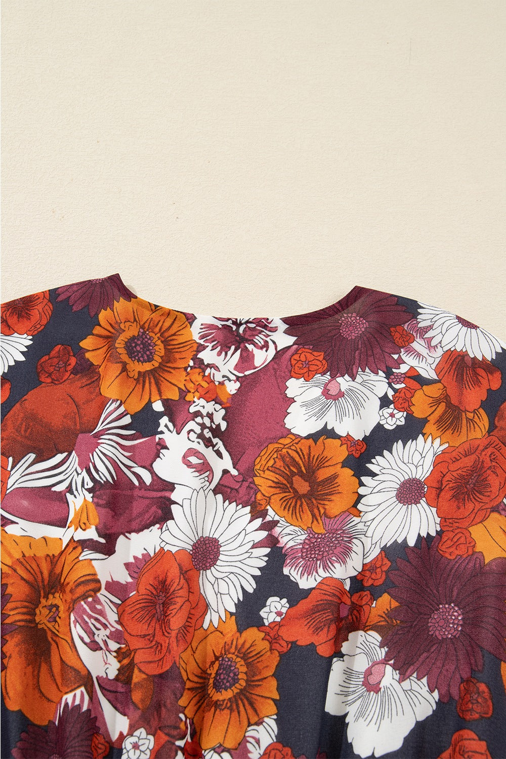 Floral Print Wrap V Neck Puff Sleeve Flowy Mini Dress