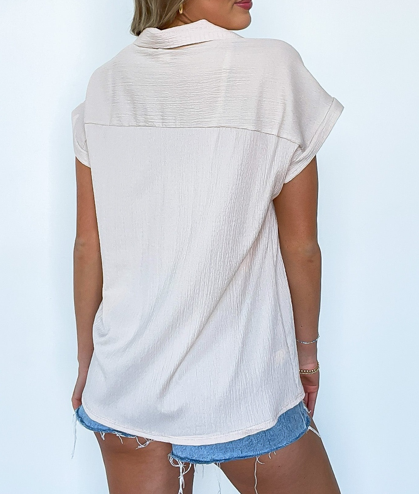 Cap Sleeve Collared Top