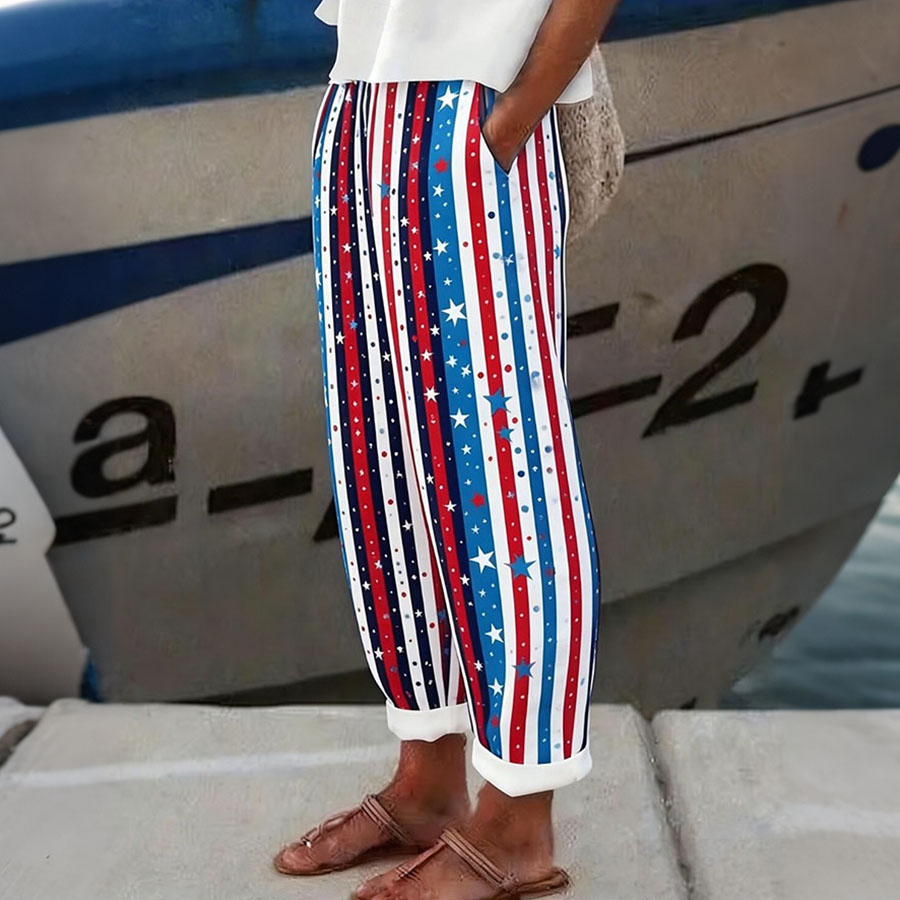 Women's Casual Independence Day 250th Anniversary Celebration Printed Loose Pants