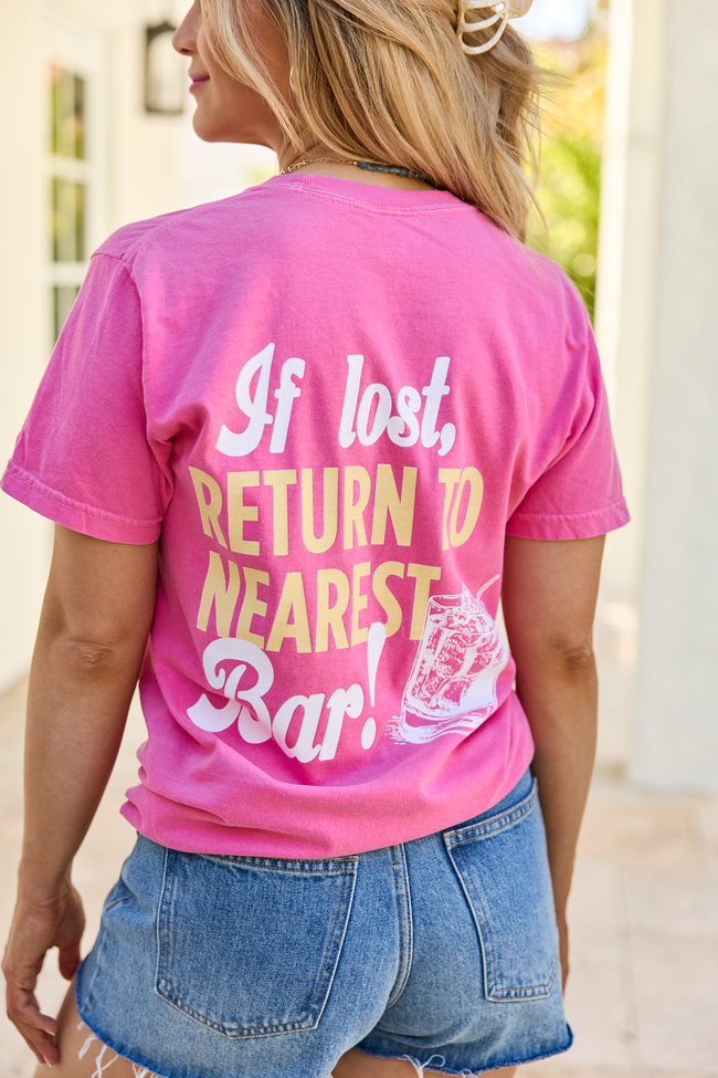 Return To Nearest Bar Pink Graphic Tee