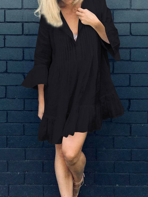 Solid Color Long Sleeves Cover-Ups Tops