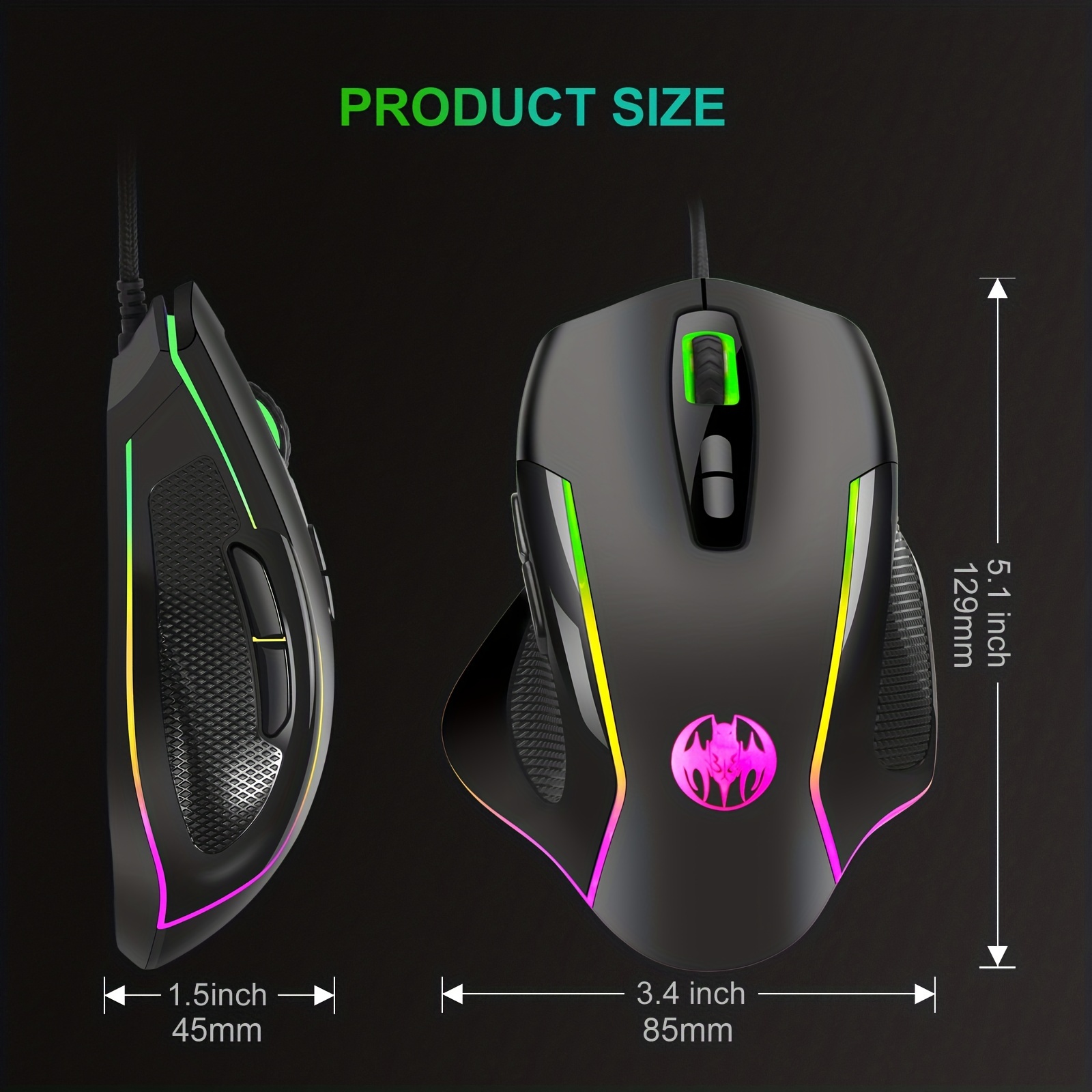 Wired USB Gaming Mouse LED Color Luminescence Gaming Mouse