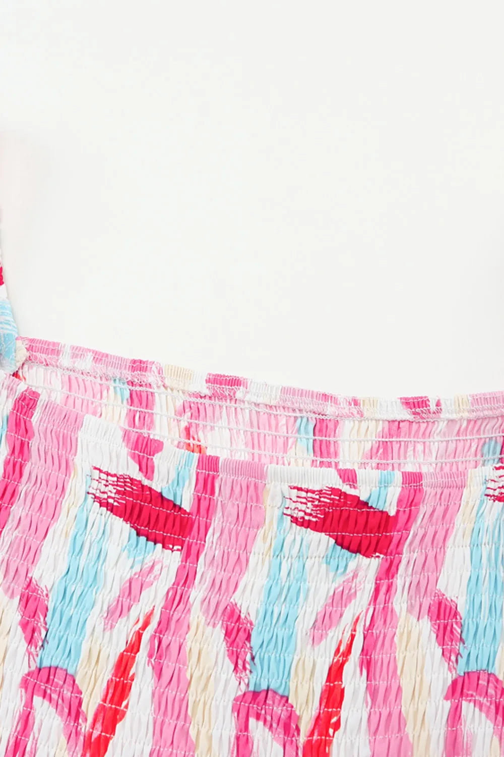 Geometric Print Puff Sleeve Square Neck Midi Dress