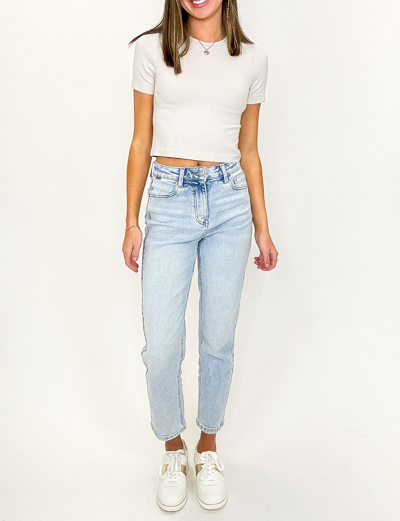 High Rise Crop Straight Jeans