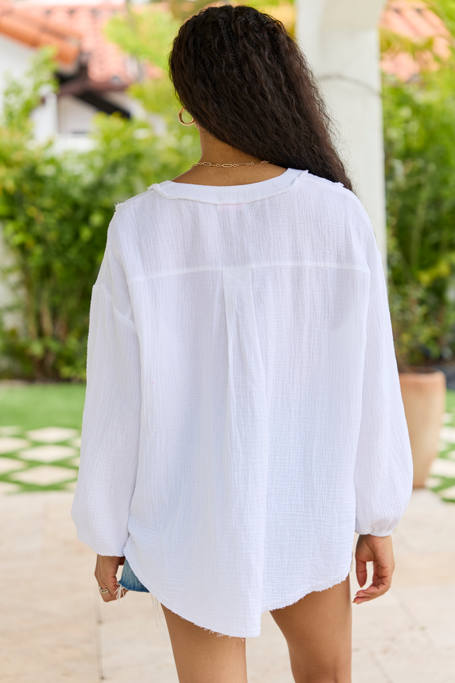 Jenna White Gauze V-Neck Tunic