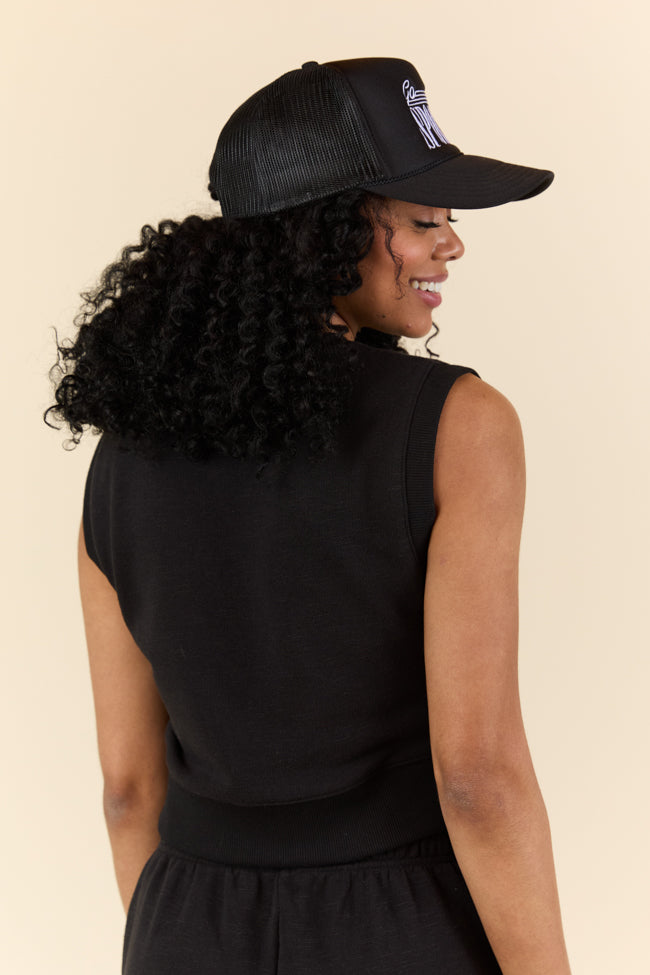 All Star Black Fitted Banded Waist Sleeveless Crop Top SALE