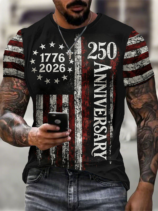 Men'S American Flag Commemorative 250Th Anniversary Classic Pattern Short Sleeve T-Shirt