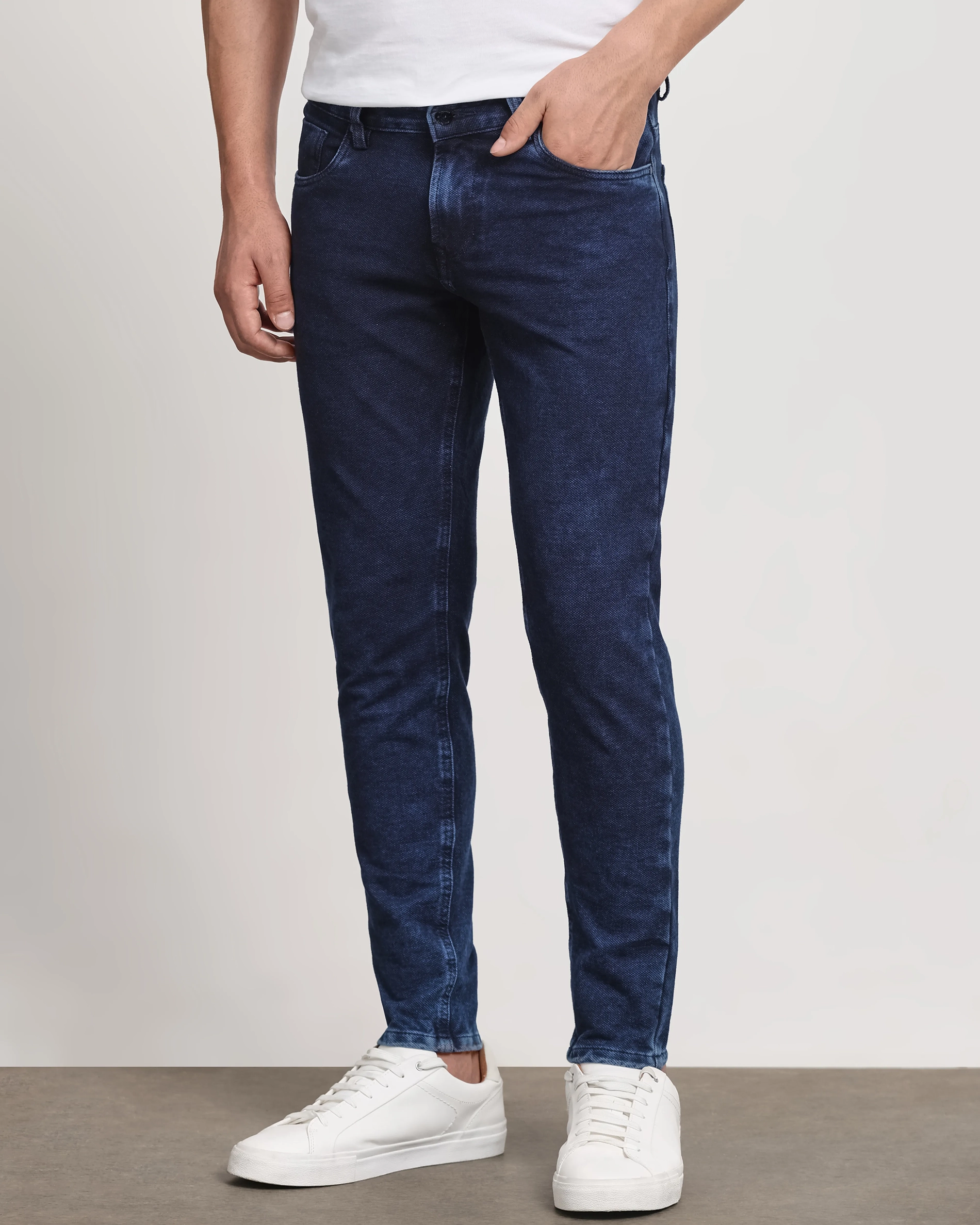 Classic Versatile And Comfortable Straight Dark Indigo Blue Jeans