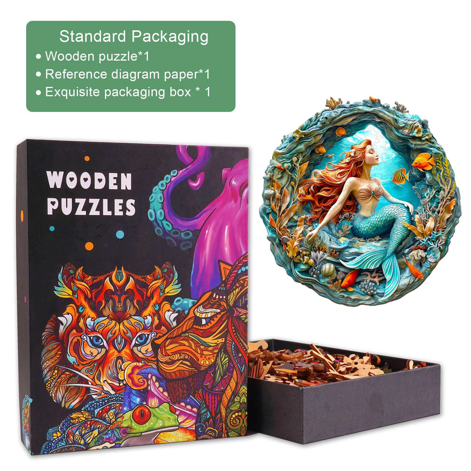 3D Mermaid's Secret Cave Wooden Jigsaw Puzzle