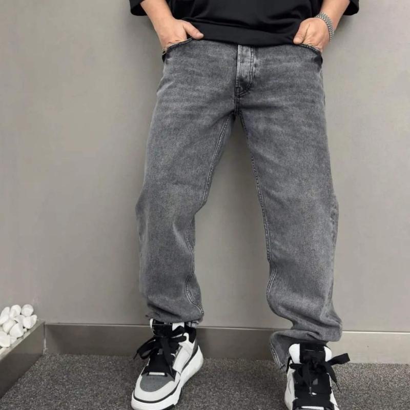 Men’s Loose Fit Cargo Denim Pants — Relaxed Streetwear Style