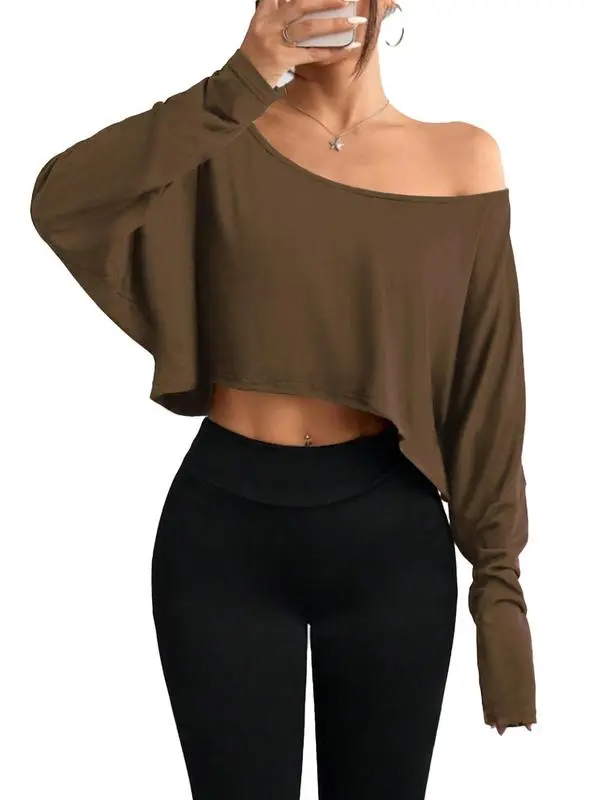 Women's Solid Off Shoulder Tee