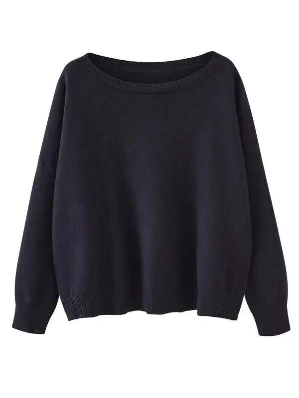 Women's Plain Scoop Neck Sweater