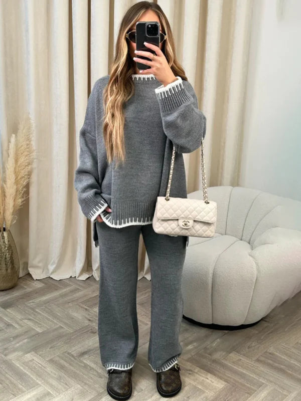 🛍️ Cozy Chic Lounge Set – Women's Casual Oversized Sweater & Pants Two-Piece ✨