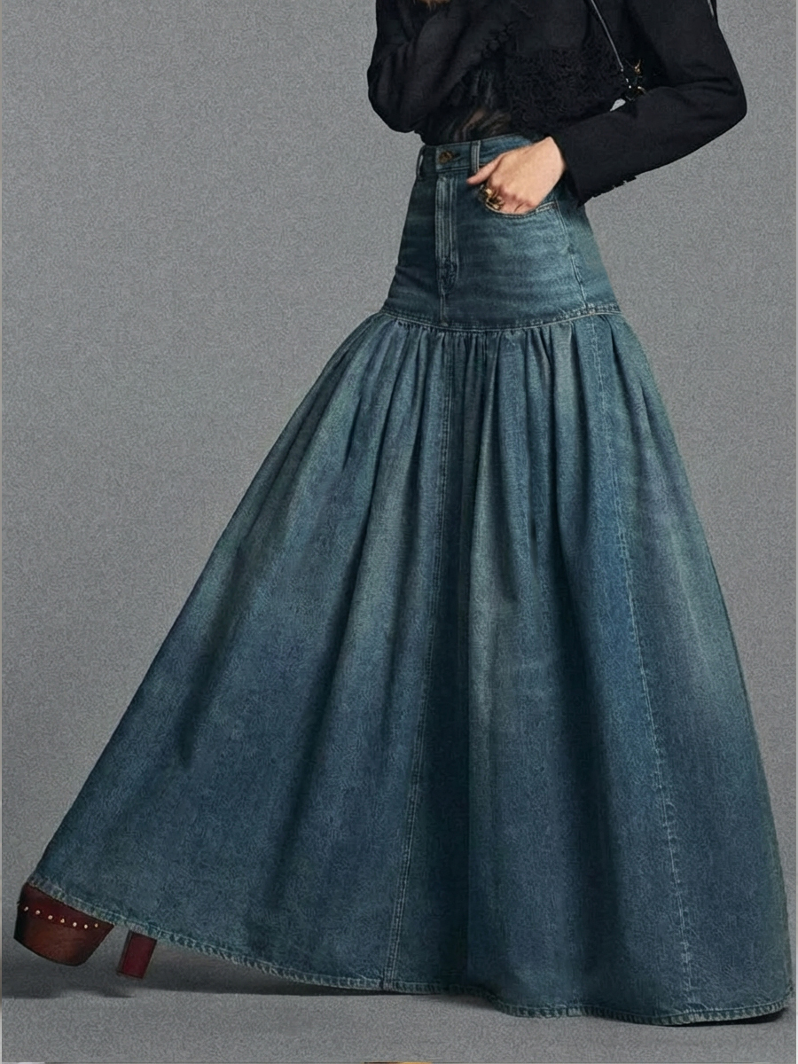 Casual Maxi Denim Skirt