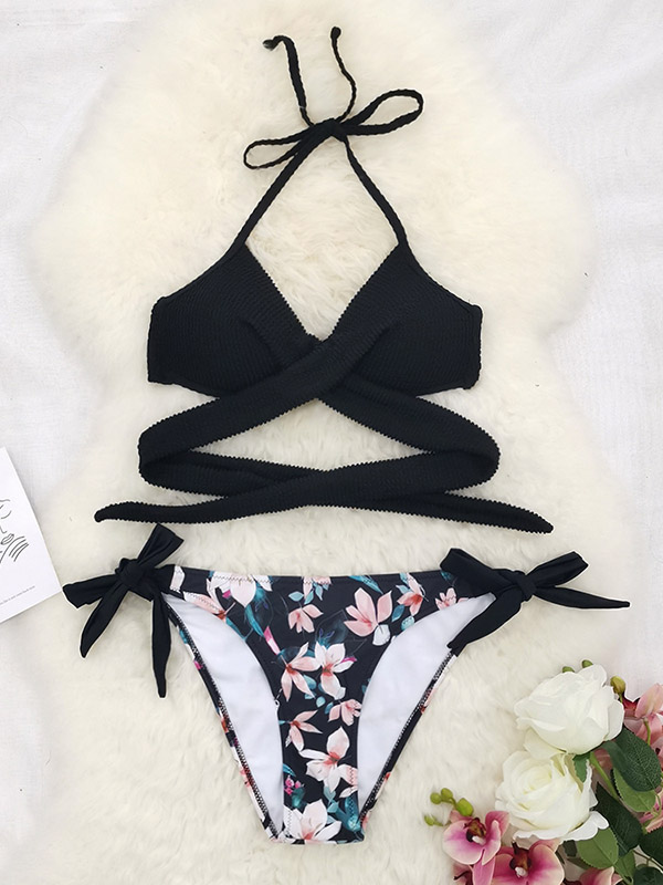 Floral Printed Bandage Bikini Swimwear