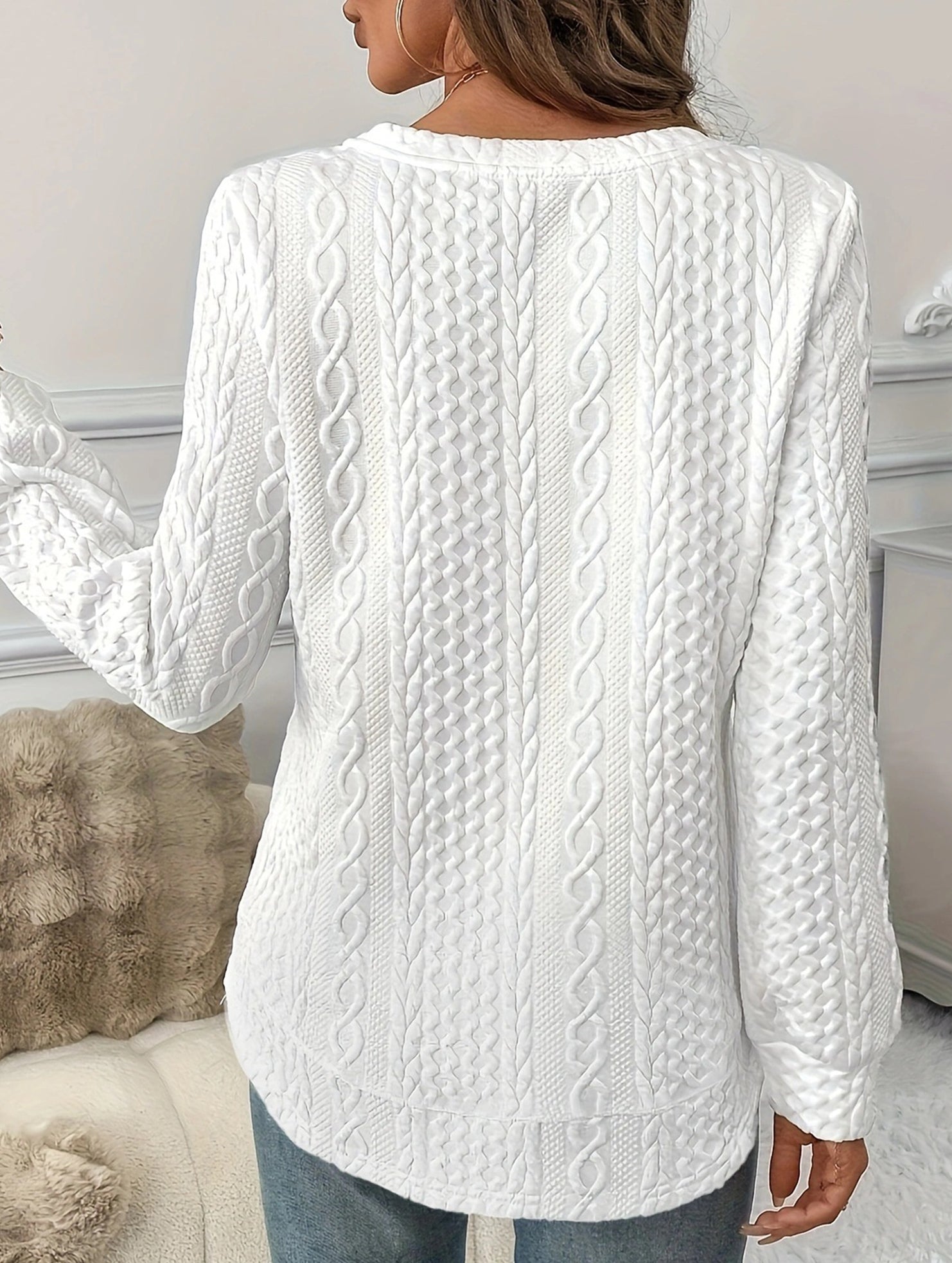 Versatile textured loose-fitting drop-shoulder sweatshirt_CWOSWL09211