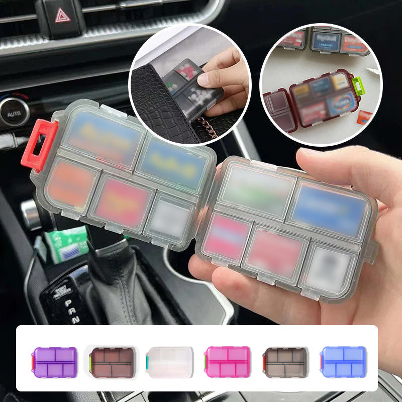 10-Compartment Travel Pill Organizer with 147 Medicine Labels