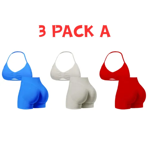 New Women's Sporty Yoga Set, High-Waist Tight-Fitting Shorts and Tank Top