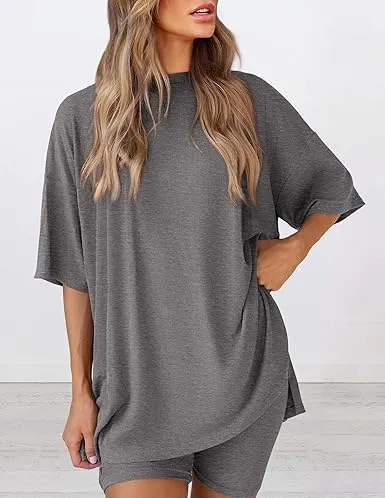 Women's Summer Oversized Shirt & Biker Shorts Set(Under $3 a set!)