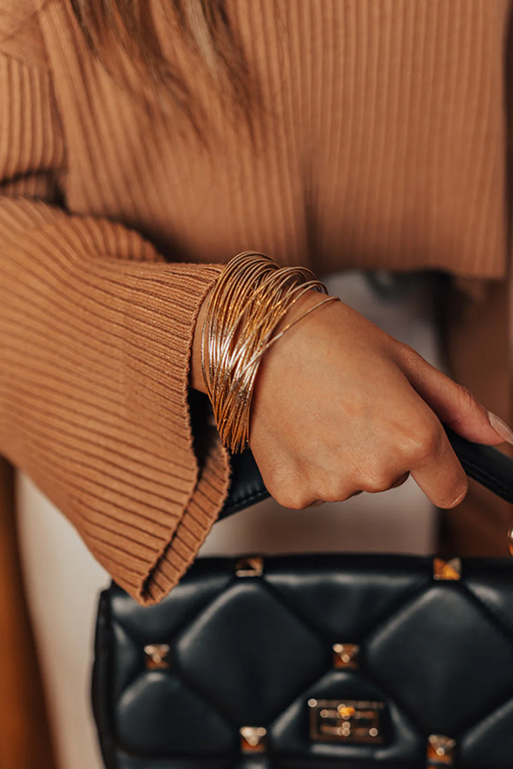 Gold Bohemian Multi Layer Plated Alloy Bangle Bracelet