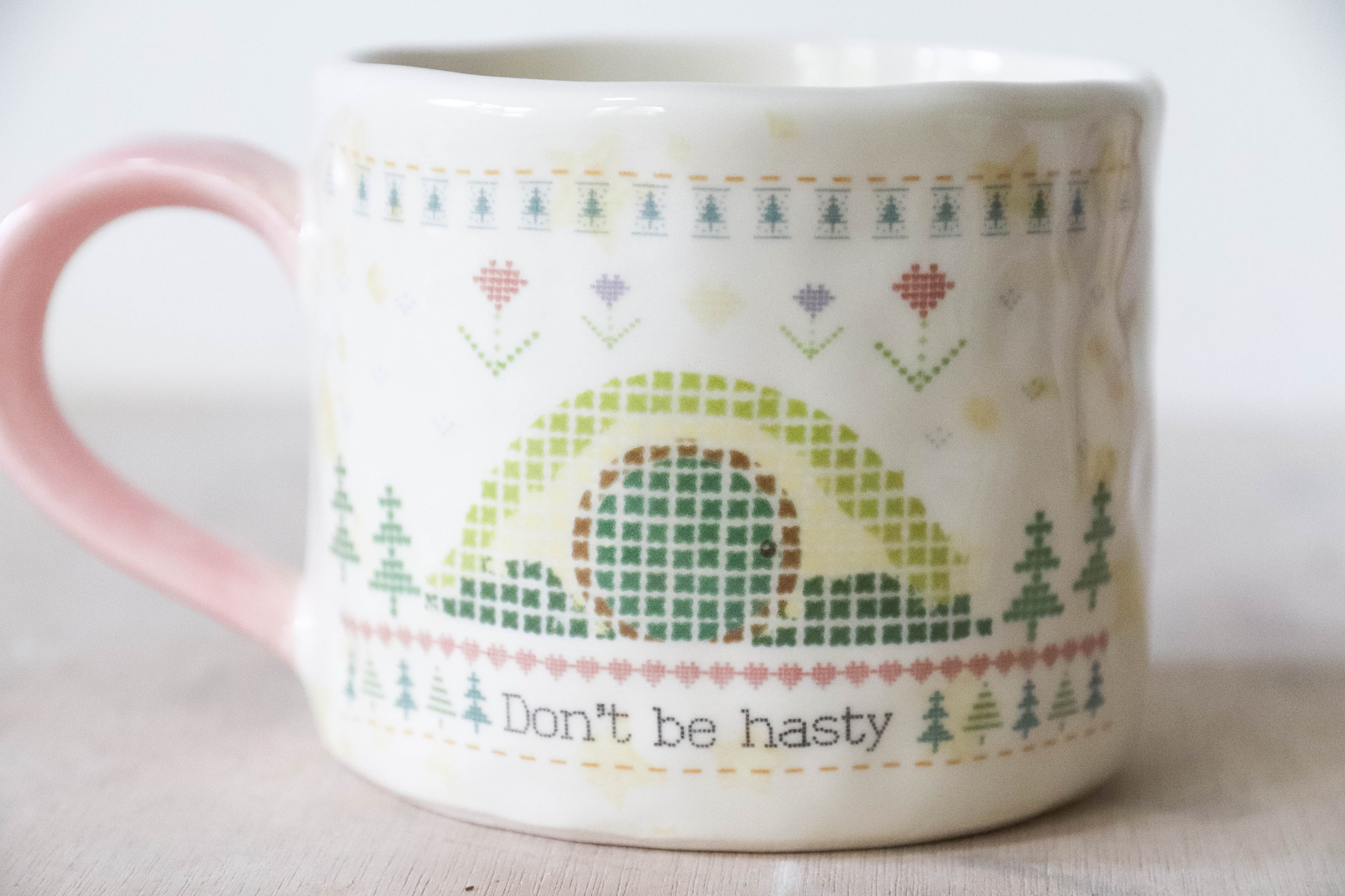 Don't Be Hasty Pink Mug Medium