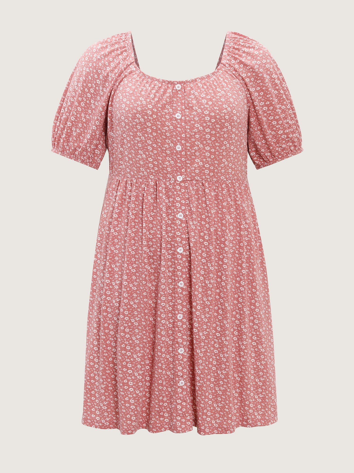 Floral Print Button Detail Mini Dress