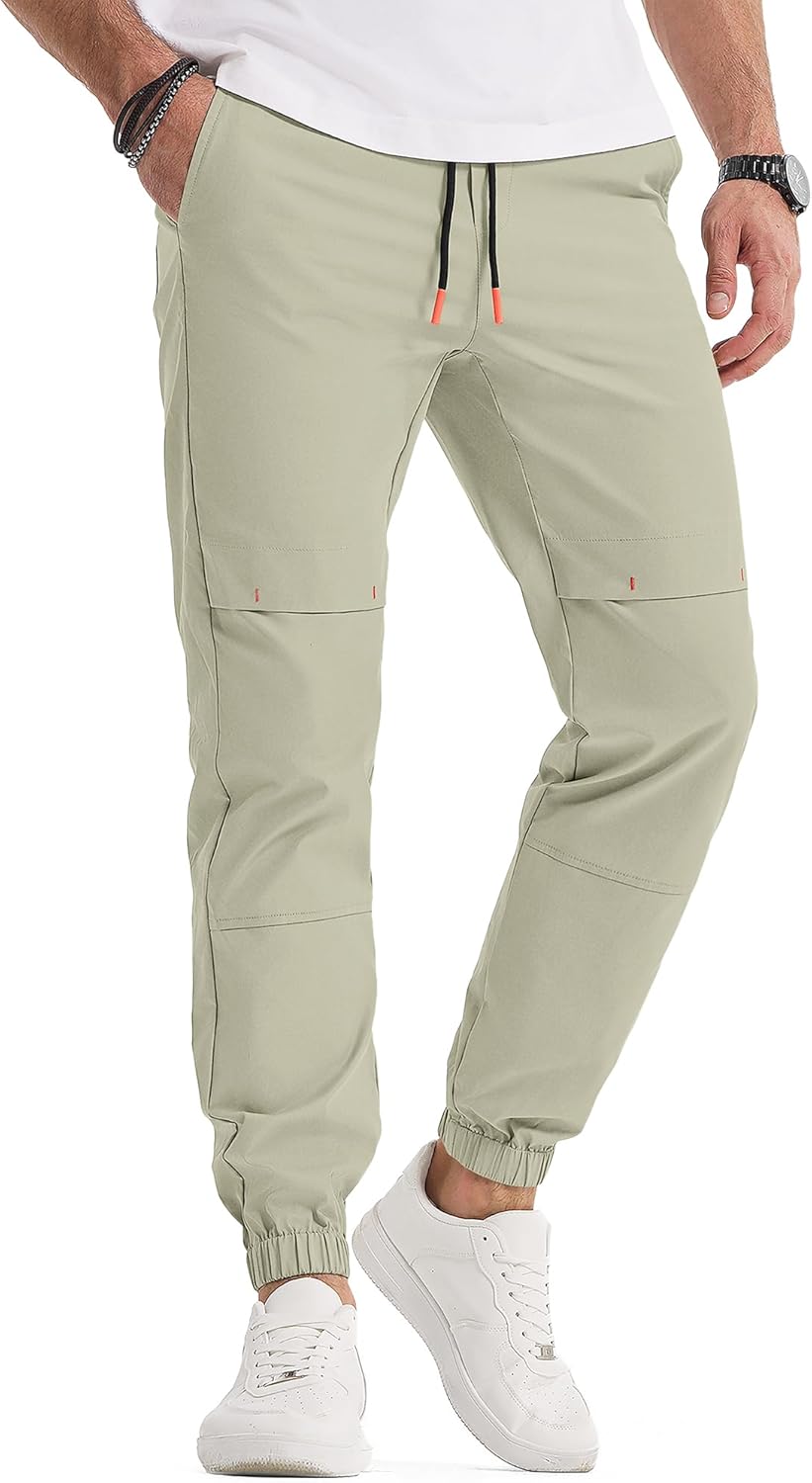 Mens Sweatpants Casual Pants Slim Fit Stretch Elastic Waist Drawstring Joggers with Pocket