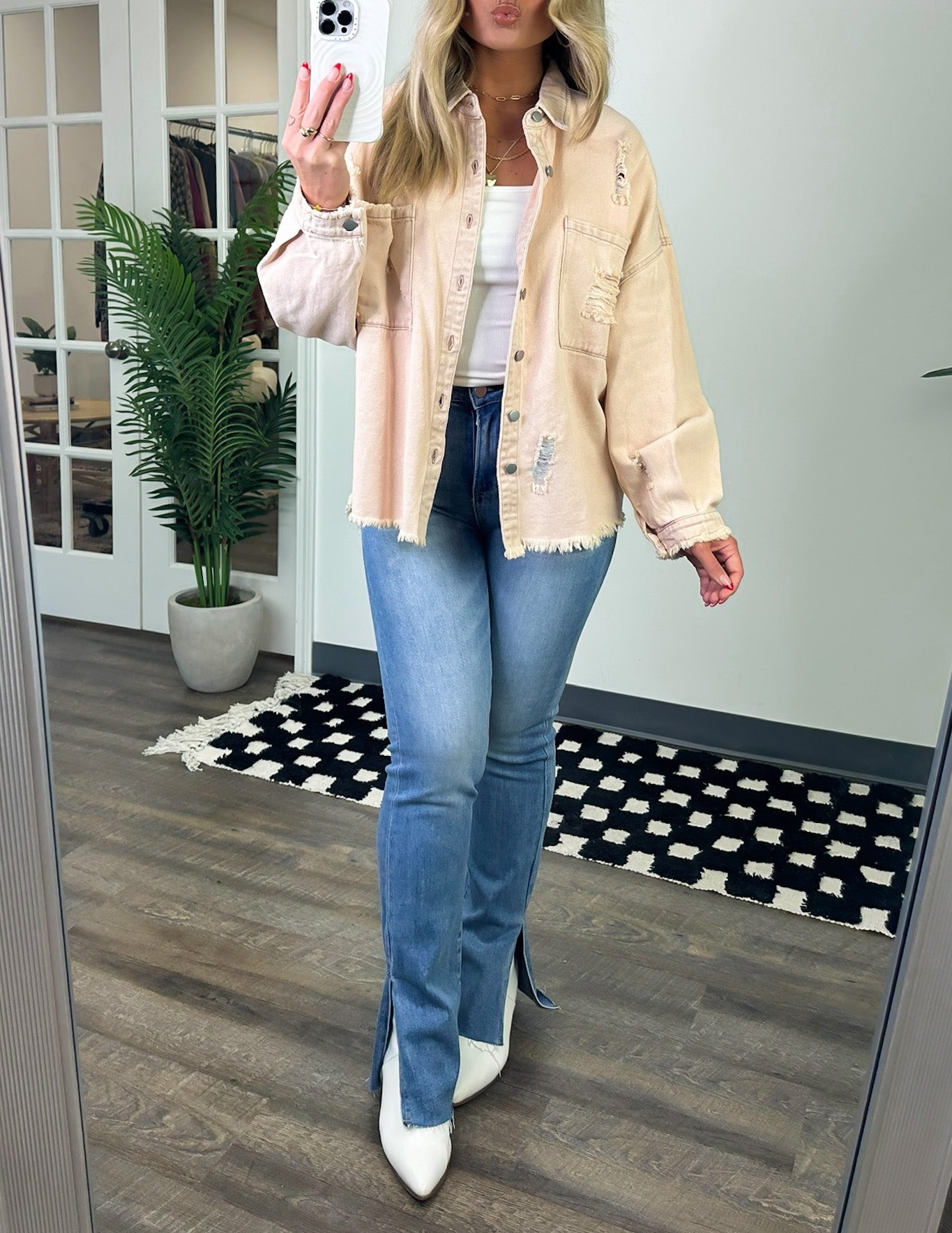 Oversized Distressed Denim Jacket