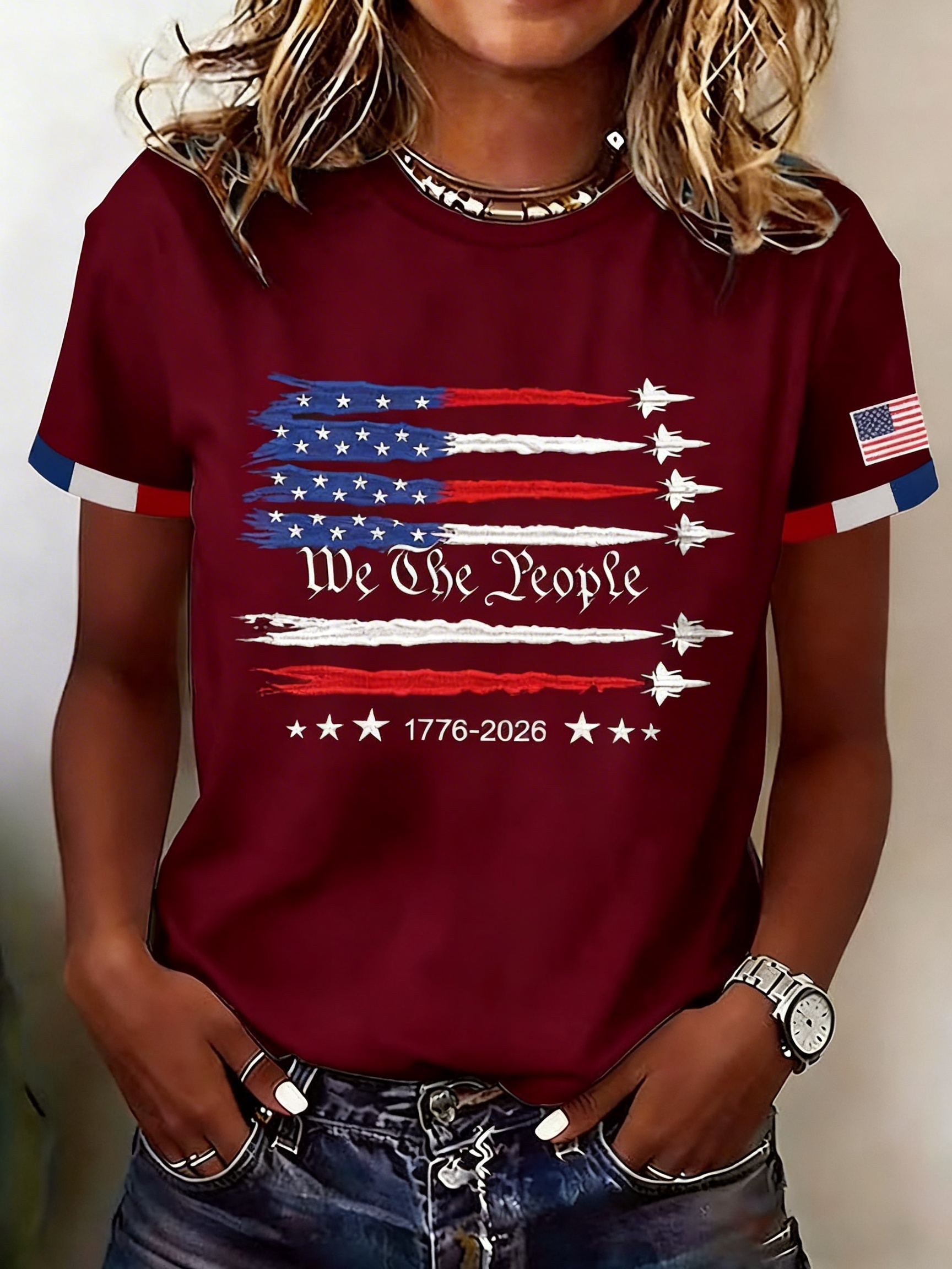 We The People 1776-2026 Patriot Fighter Jet Anniversary Tee