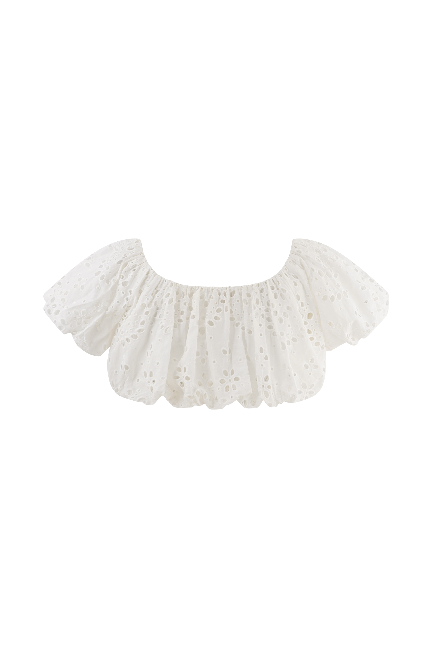 White Off Shoulder Broderie Top