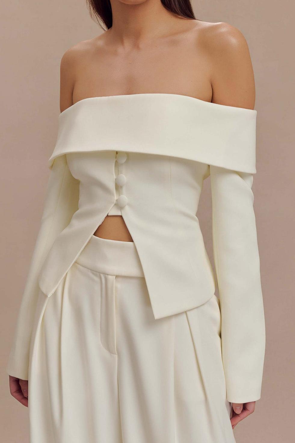 Slight Stretch Off Shoulder Jacket